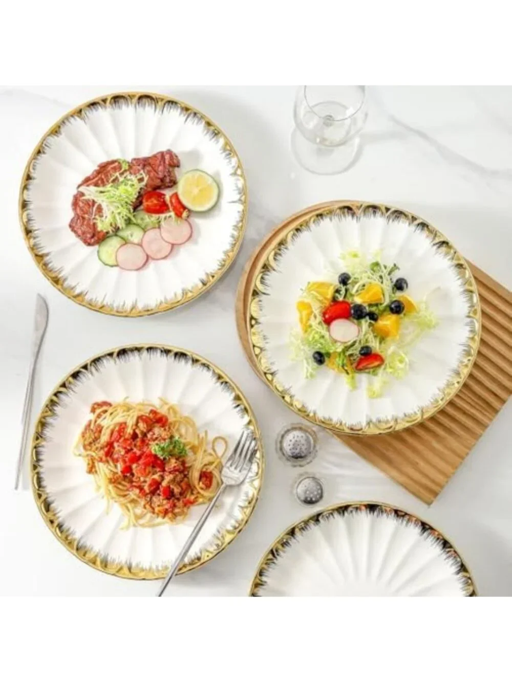 Elegant Ceramic Dinner Plates Set of 4 - 10